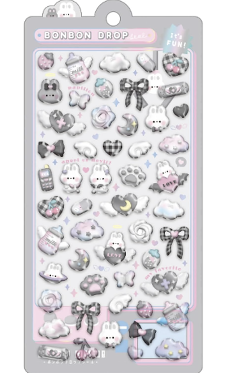 Bonbon Drop Sticker Shirokuro Bonbon (White & Black) 3D Epoxy Resin Sticker