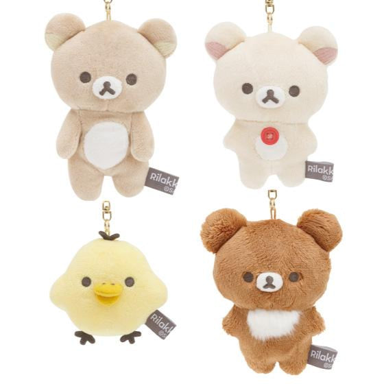 San-X Rilakkuma Plush Keychain  Rilakkuma/ Korilakkuma/ Kiiroitori/ Chairoi koguma from NEW BASIC RILAKKUMA Theme San-X Japan