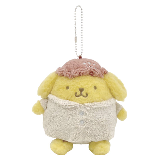 Sanrio Plush Keychain Pom Pom Purin from 'Ouchi-de Pajamas!' theme Height 13cm approx Sanrio Japan