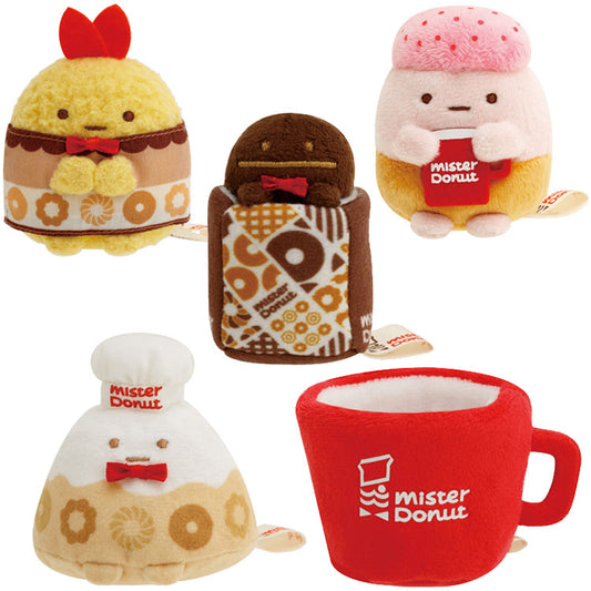 Sumikko gurashi Tenori Plush Collaboration with Mister. Donut Ebi, Tapioca, Yama, Coffee Bean Master and Mug San-X Japan