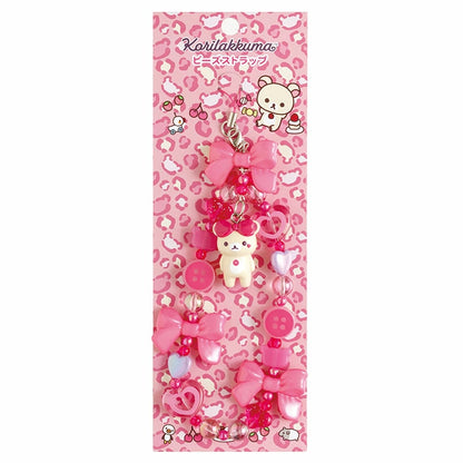 San-X Korilakkuma Pink Ribbon Beads Strap Korilakkuma Ippai theme from San-X Japan