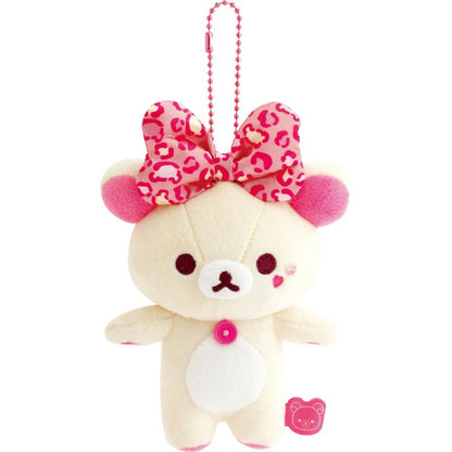 San-X Korilakkuma Leopard Print Ribbon Plush Keychain Korilakkuma Ippai theme from San-X Japan