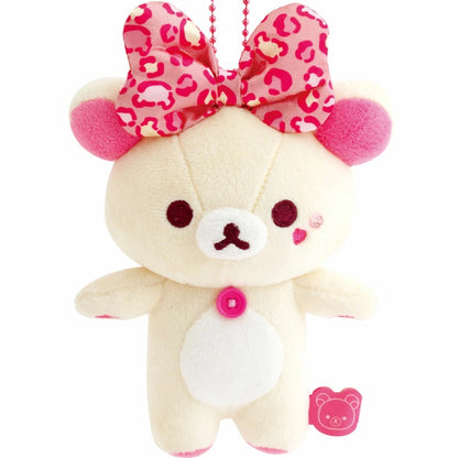 San-X Korilakkuma Leopard Print Ribbon Plush Keychain Korilakkuma Ippai theme from San-X Japan