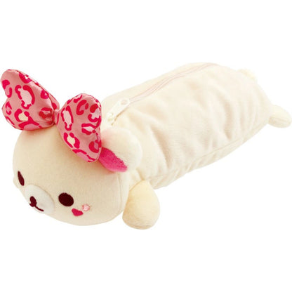 San-X Korilakkuma Leopard Print Ribbon Plush Pencil Case Pouch Korilakkuma Ippai theme from San-X Japan
