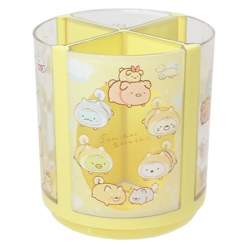 San-X Sumikko gurashi Rotating Pen Organizer Desktop Pen stand Sumikko Inu-gokko theme Yellow from San-X Japan