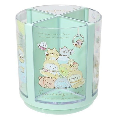 San-X Sumikko gurashi Rotating Pen Organizer Desktop Pen stand Sumikko Inu-gokko theme Green from San-X Japan