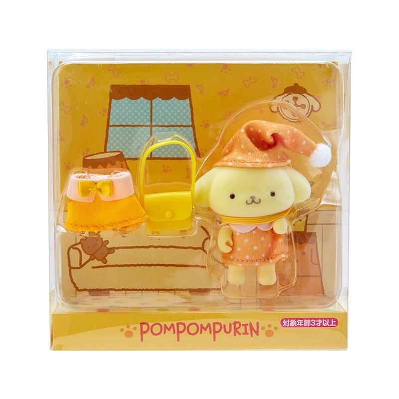 Sanrio Pom Pom Purin Flocked Figure with Dress-Up  Outfit Set from Sanrio Japan