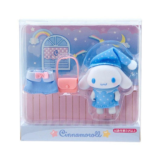 Sanrio Cinnamoroll Flocked Figure with Dress-Up  Outfit Set from Sanrio Japan